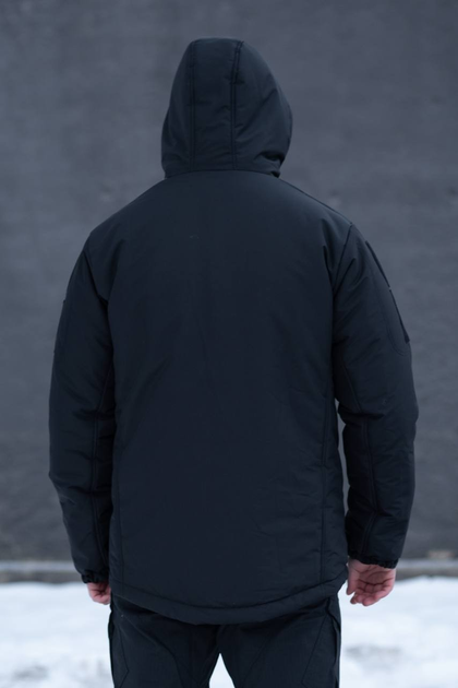 Чоловіча зимова куртка Thermo-Loft поліція із липучками під шеврони чорна S - зображення 2