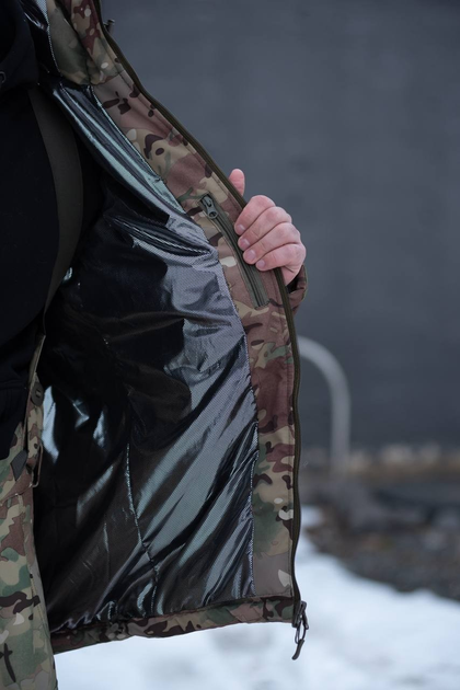 Чоловіча тактична куртка з підкладкою Omni-Heat мультикам з липучками під шеврони 2XL - зображення 2