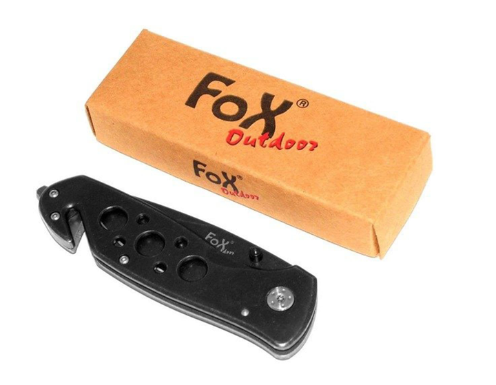 Рятувальний Складаний Ніж для Виживання MFH Fox Outdoor Stonewashed Black 45821 - зображення 5