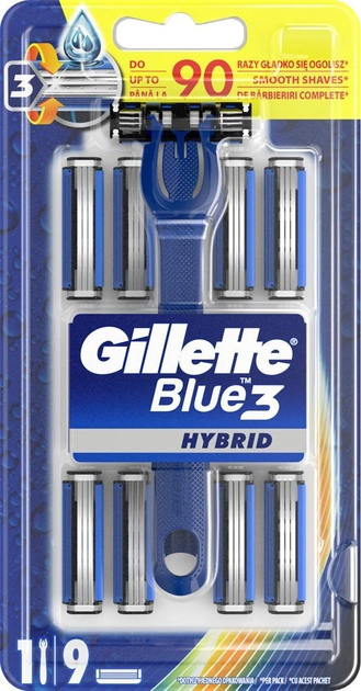 Golarka męska (maszynka do golenia) Gillette Blue 3 Hybrid z 9 wymiennymi wkładami (7702018537778) - obraz 1