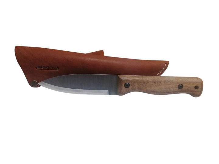 Туристичний ніж B1 SSH, нержавіюча сталь, дерев'яна ручка, чохол шкіра, лезо 110мм BPS KNIVES - зображення 1