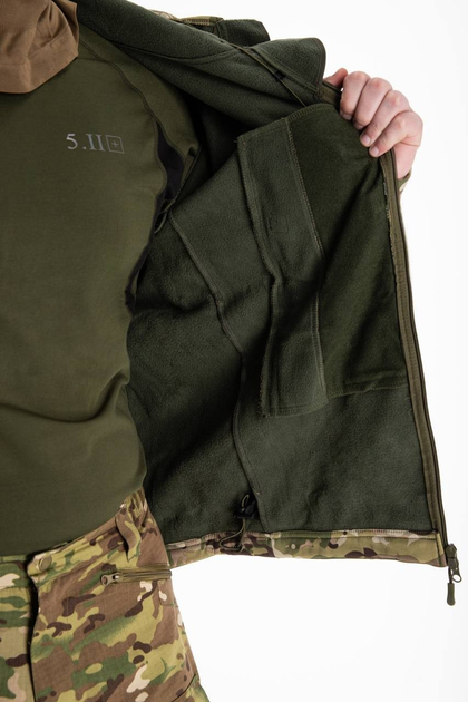 Военная водонепроницаемая дышащая теплая тактическая флиска-куртка Softshell 2XL(54-56) Мультикам - изображение 2