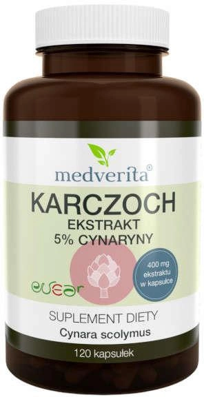 Suplement diety Medverita Karczoch ekstrakt 5% z cynaryny 120 kapsułek (5905669084024) - obraz 1