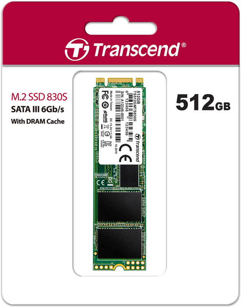 Dysk SSD Transcend MTS830S 512GB M.2 SATA SATA III 3D-NAND TLC (TS512GMTS830S) - obraz 2