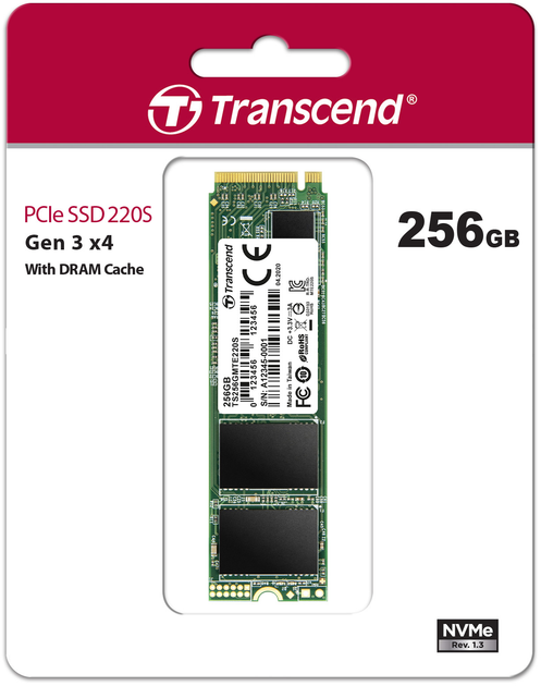 Dysk SSD Transcend MTE220S 256GB M.2 PCIe Gen 3.0 3D NAND (TS256GMTE220S) - obraz 2