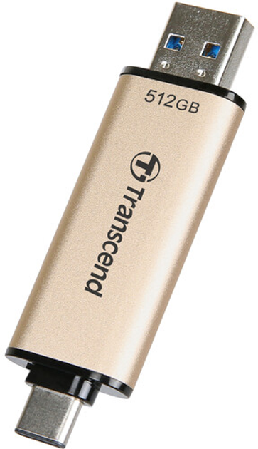 Флеш пам'ять USB Transcend JetFlash 930C 512GB USB 3.2/Type-C Gold-Black (TS512GJF930C) - зображення 3