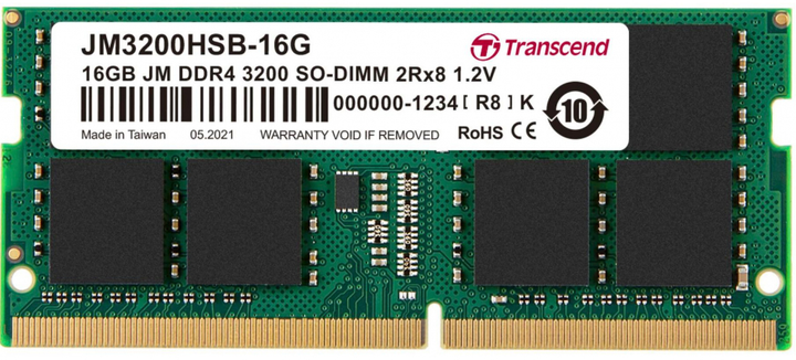 Оперативна пам'ять Transcend SODIMM DDR4-3200 16384MB PC4-25600 (JM3200HSB-16G) - зображення 1