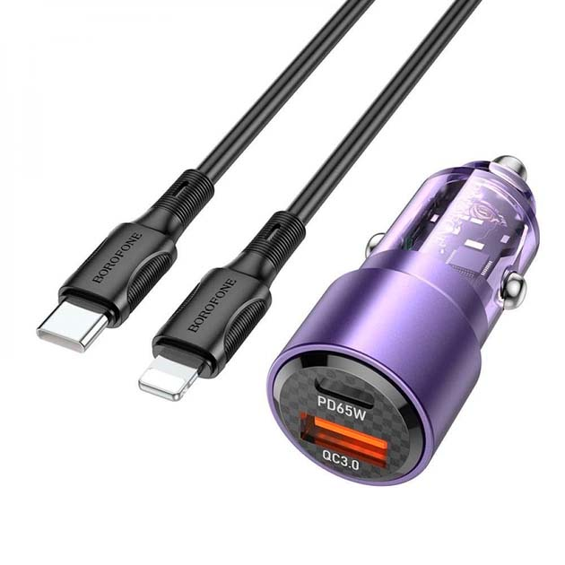 Зарядне автомобільне BOROFONE BZ20A PD65W+QC3.0 (1Type-C/1USB/3A ...