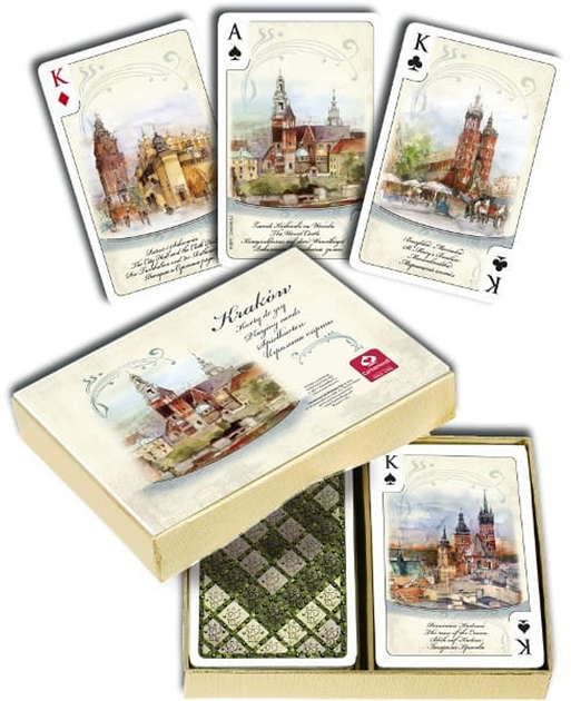 Karty do gry Cartamundi Kraków Akwarele 2 talie x 55 kart (5901911001566) - obraz 1