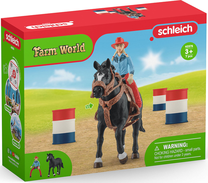 Набір фігурок Schleich Farm World Ковбойка та Гонки навколо Бочок (4059433473734) - зображення 7