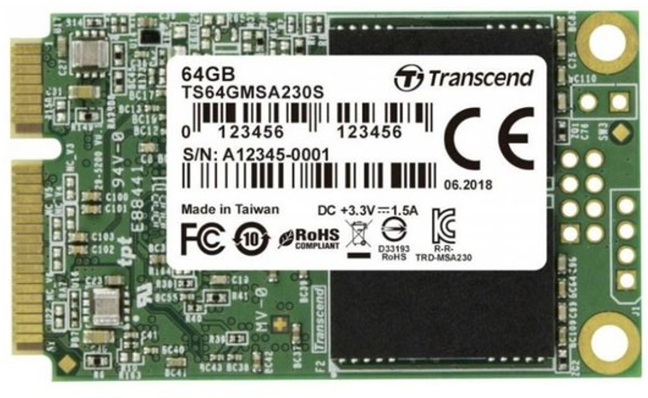 SSD диск Transcend 230S 64GB mSATA 3D NAND TLC (TS64GMSA230S) - зображення 1