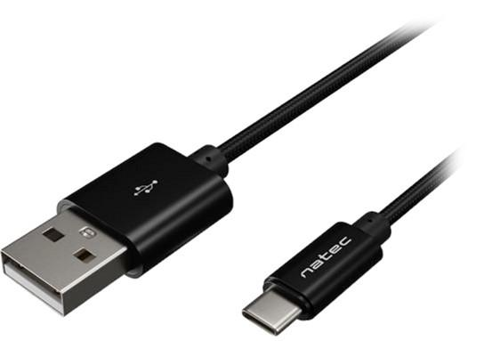 Kabel Natec Prati USB - USB Typ-C 1 m Czarny (5901969435481) - obraz 1