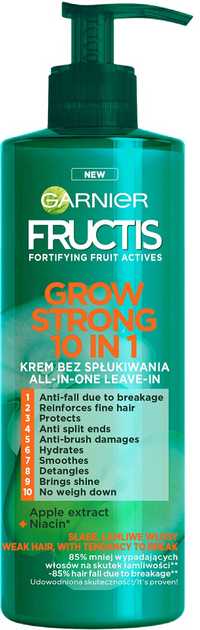 Odżywka do włosów Garnier Fructis Grow Strong 10 in 1 bez spłukiwania do włosów 400 ml (3600542408264) - obraz 1