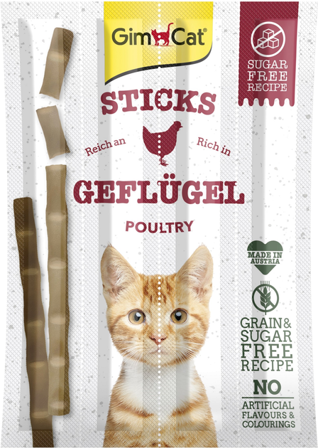 Упаковка лакомство для котов Мясные палочки Gimborn GimCat SUPERFOOD курица и лесные ягоды 3 шт 1 упаковка + Мясные палочки Gimborn GimCat мясо птицы grain-free 4 шт 1 упаковка 35 г (2700000031018) - изображение 3