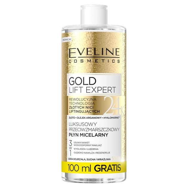 Міцелярна вода Eveline Cosmetics Gold Lift Expert 500 мл (5901761970128) - зображення 1