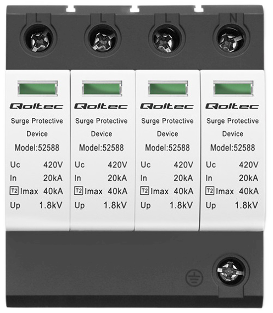 Ogranicznik ochronnik przepięć Qoltec AC 4P 420 V T2 C (5901878525884) - obraz 3