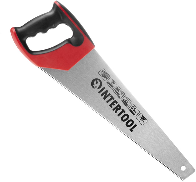 Ножовка по дереву Intertool HT-3104 с каленым зубом и трехсторонней ...