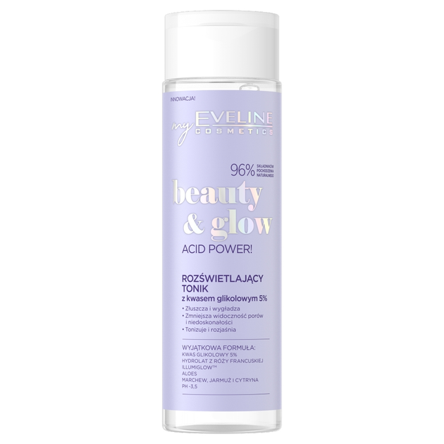 Tonik do twarzy Eveline Cosmetics Beauty & Glow z kwasem glikolowym 5% 200 ml (5903416014966) - obraz 1
