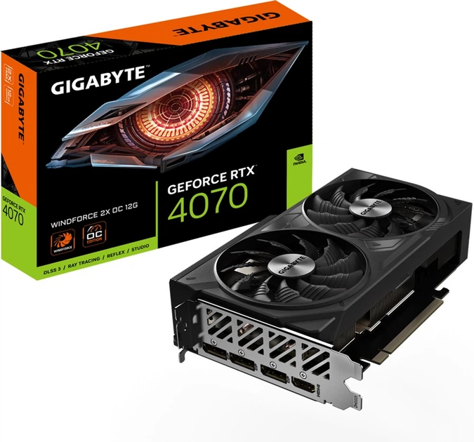 Відеокарта Gigabyte PCI-Ex GeForce RTX 4070 WINDFORCE 2X OC 12G 12GB GDDR6X (192bit) (2490/21000) (HDMI, 3 x DisplayPort) (GV-N4070WF2OC-12GD) - зображення 8