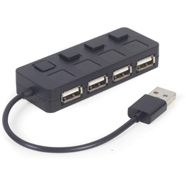 Концентратор Gembird USB 2.0 4 ports switch black (UHB-U2P4-05) – фото ...