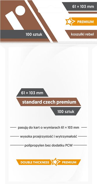 Чохли для гральних карт Rebel Standard Czech Premium 61 x 103 мм 100 штук (5902650611887) - зображення 1