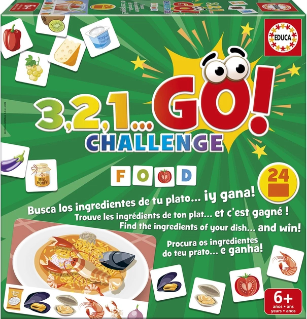 Настільна гра Educa 3 - 2 - 1 Start! Challenge Food (8412668193925) - зображення 1