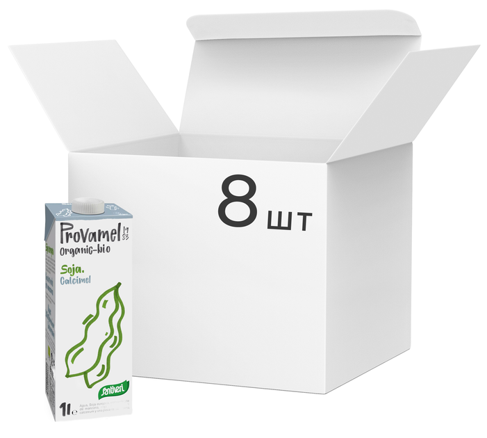 Упаковка соєвого напою Provamel Soya Drink Calcimel Bio 8 х 1 л (5411188112525) - зображення 1