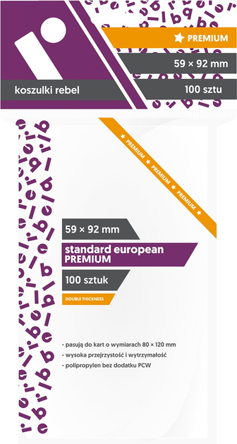 Чохли для гральних карт Rebel Standard European Premium 59 x 92 мм 100 штук (5902650610248) - зображення 1