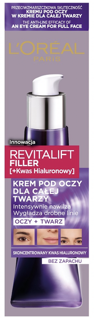 Krem pod oczy L'Oreal Revitalift Filler z kwasem hialuronowym 30 ml (3600523971749) - obraz 1