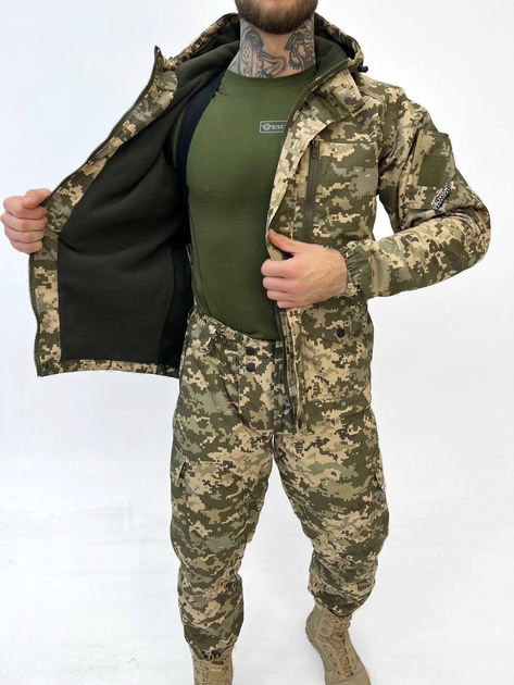 Тактический зимний теплый военный комплект RH-15 ( Куртка + Штаны ), Камуфляж: Пиксель ВСУ, Размер: M - изображение 2