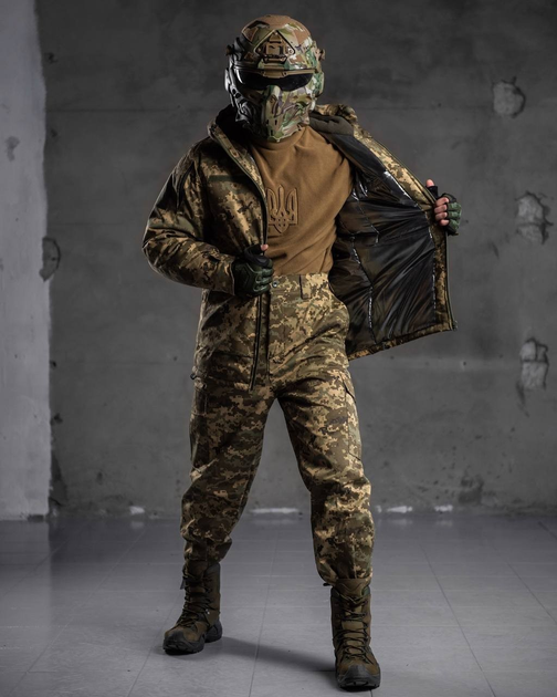 Тактический зимний теплый военный комплект OH/15 ( Куртка + Штаны ), Камуфляж: Пиксель ВСУ, Размер: L - изображение 1