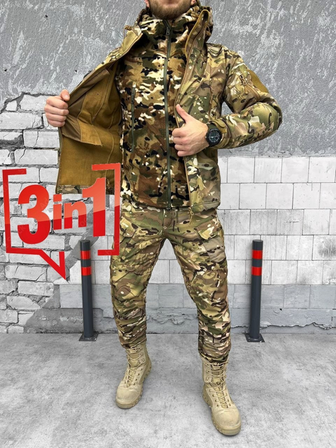 Тактичний зимовий теплий військовий комплект SL/11 ( Куртка + Фліска + Штани ), Камуфляж: Мультикам, Розмір: XXL - зображення 1