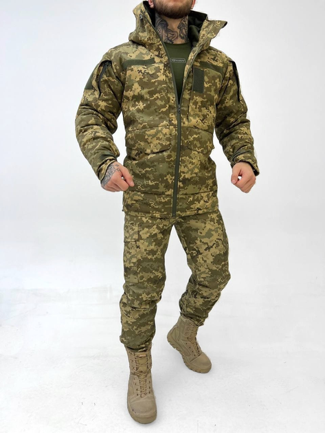 Тактический зимний теплый военный комплект OH/13 ( Куртка + Штаны ), Камуфляж: Пиксель ВСУ, Размер: L - изображение 1