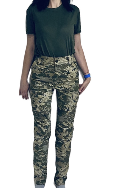 Жіночі військові тактичні штани 52 укрпіксель на флісі (зима) - зображення 1