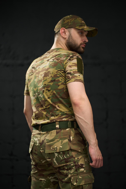 Тактична футболка мультикам з липучками на плечах та кишенею на блискавці XXL - зображення 2