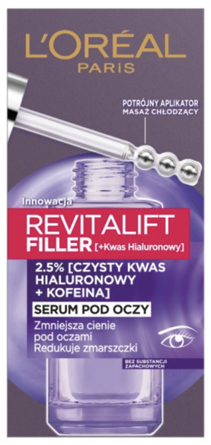 Serum pod oczy L'Oreal Revitalift z kwasem hialuronowym redukujące zmarszczki 20 ml (3600524025564) - obraz 1