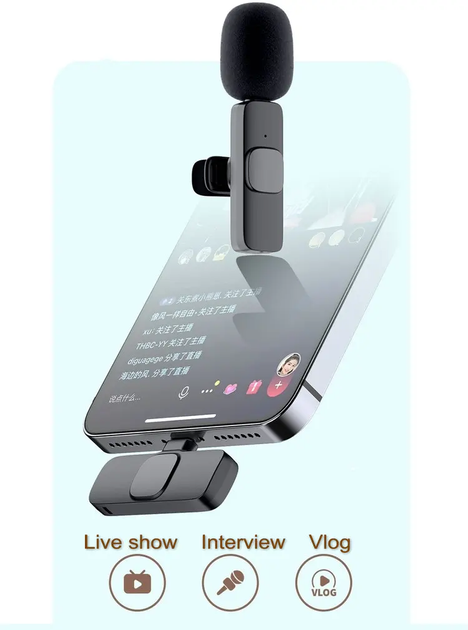Беспроводной петельный микрофон K9 Lightning (K9-Lightning) для iPhone Всенаправленный Черный - изображение 3