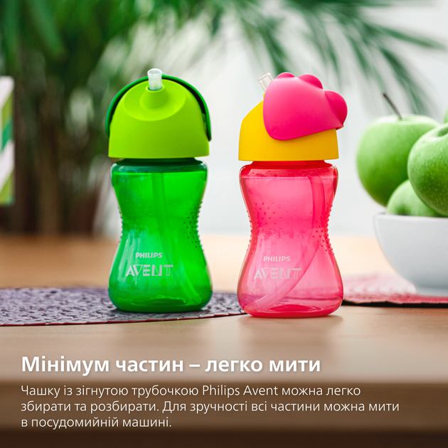 Чашка з трубочкою Philips AVENT 300 мл 12 міс + Зелена (SCF798/01) - зображення 5