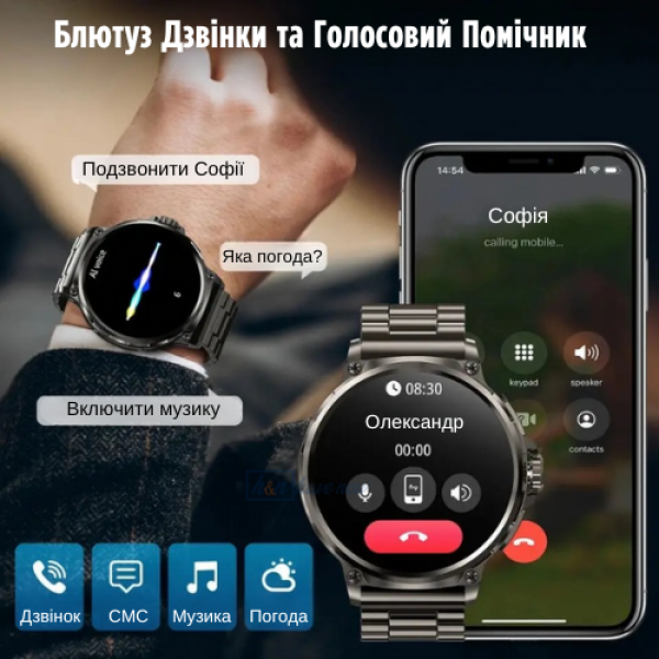 Розумний смарт-годинник Smart Watch W 96 голосовий виклик крокомір тонометр пульсометр українська мова Titanium (001438799) - Фото 3 Розумний смарт-годинник Smart Watch W 96 голосовий виклик крокомір тонометр пульсометр українська мова Titanium (001438799) - зображення 3