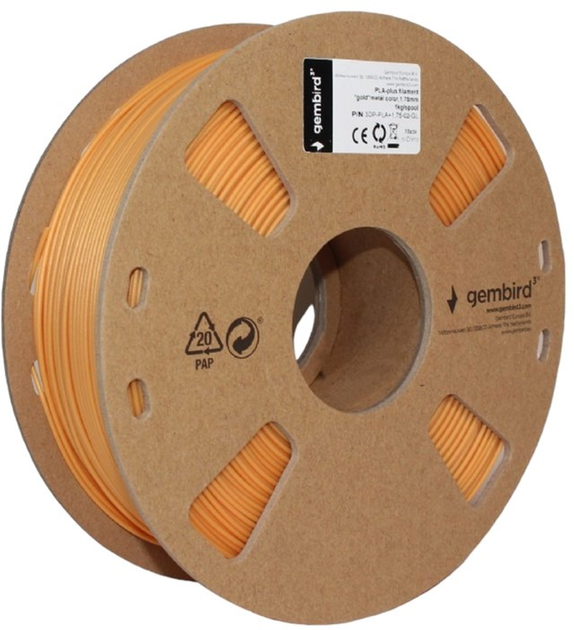 Filament do wkładu Gembird PLA-plus 1.75 mm Pomarańczowy (3DP-PLA+1.75-02-O) - obraz 2