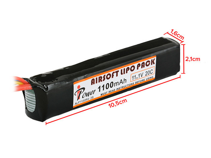 Аккумалятор Li-Po 1100mAh 11,1 V 20C - Deans [IPower] (для страйкболу) - зображення 2