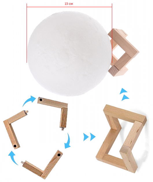 Настольный светильник UFT Magic 3D Moon Light Lamp 15 см, аккумуляторная RGB-лампа, ночник в форме Луны - изображение 7