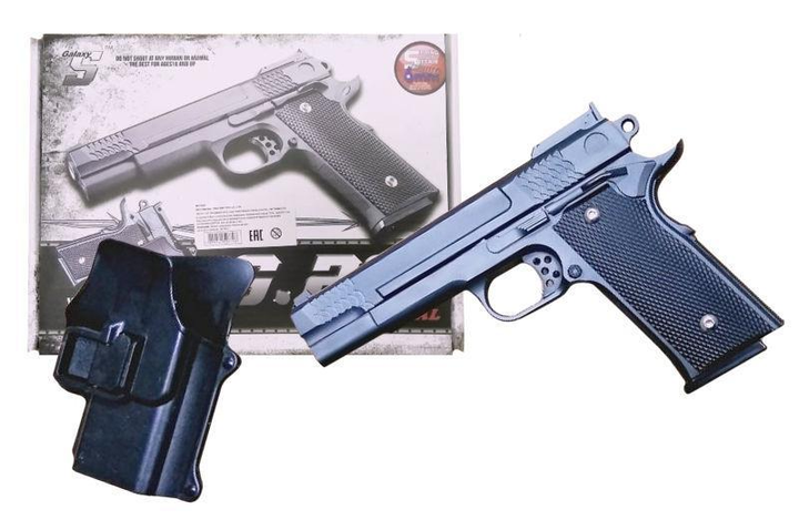 Страйкбольный спринговый пистолет металлический G.20+ с кобурой - изображение 2