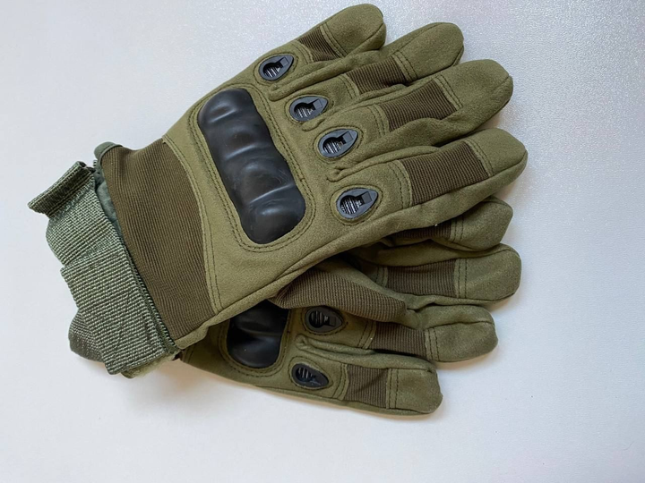 Тактические перчатки с пальцами олива размер М - изображение 1