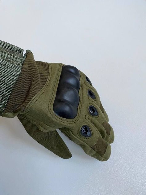 Тактичні рукавиці з пальцями олива розмір М - зображення 2