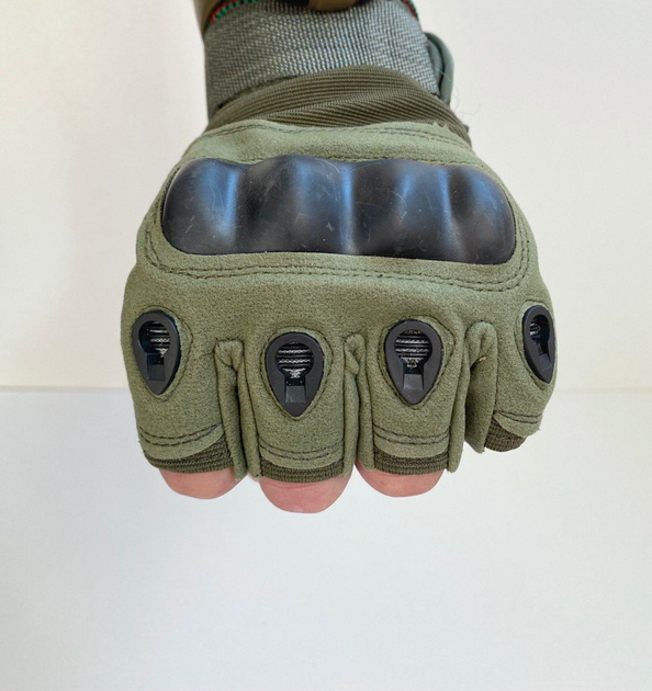 Тактические перчатки без пальцев олива размер М - изображение 1