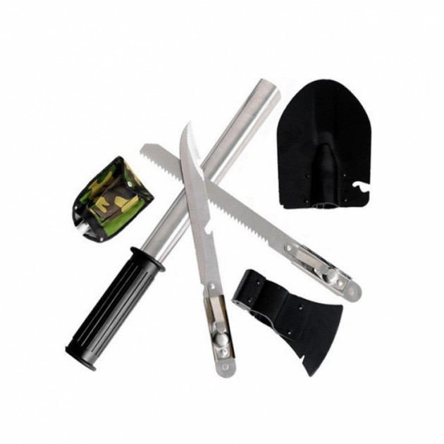 Набор туриста Universal лопата+топор+нож-штык+пилка с чехлом универсальный 5 в 1 - изображение 1
