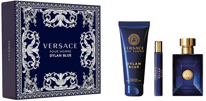 Подарунковий набір для чоловіків Versace Dylan Blue Туалетна вода 100 мл + Туалетна вода 10 мл + Гель для душу 150 мл (8011003879373) - зображення 1