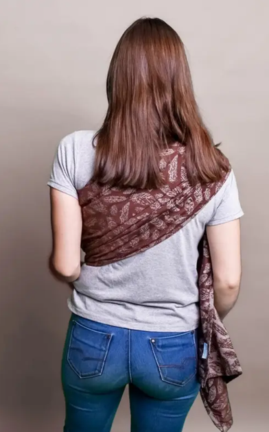 Жакардовий слінг з кільцями для малюків 0 - 36 місяців Coolbabka Feathers Шоколадний - зображення 4
