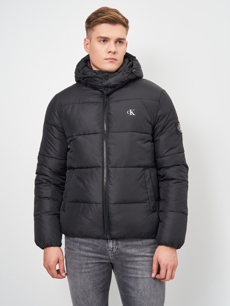 Kurtka puchowa zimowa krótka męska Calvin Klein Jeans Essentials Down Jacket J30J318412-BEH L Czarna (8719854077367) - obraz 1